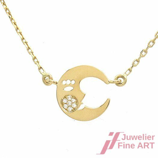 Collier *Mond* 18K/750 Gelbgold - 7 Brillanten zus. ca. 0,10 ct - 6,2 g -40,5 cm