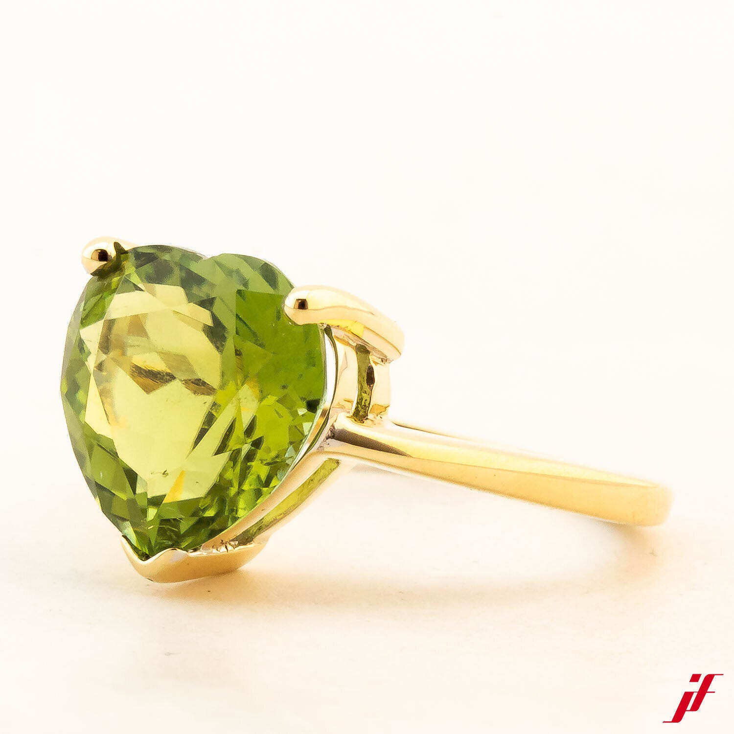 Damenring Cocktail 750/18K Gelbgold 1 Peridotherz ca. 5,0 ct Größe 53