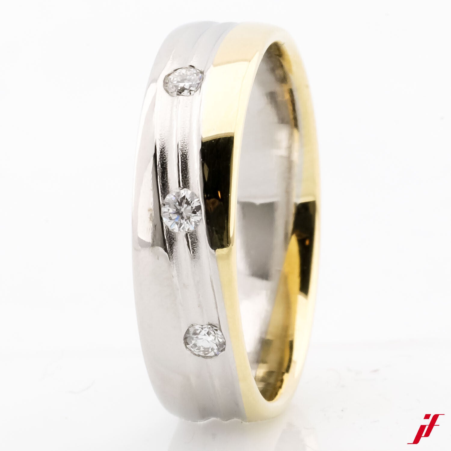 Ring 18K Gold 950 Platin 3 Brillanten zus. ca. 0,15 ct Wert 1.300,- € * 52