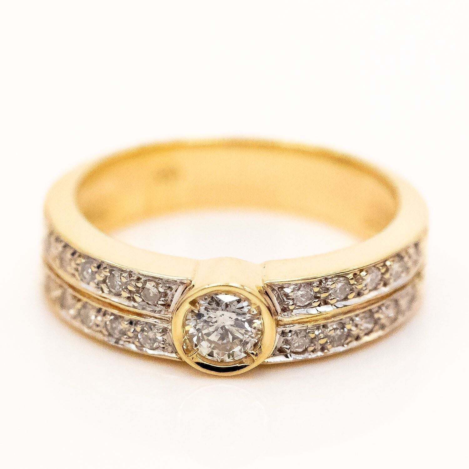 Ring 585/14K Gelbgold 21 Diamanten ca. 1,0ct H/SI Gr.57 - Wert 3.800€