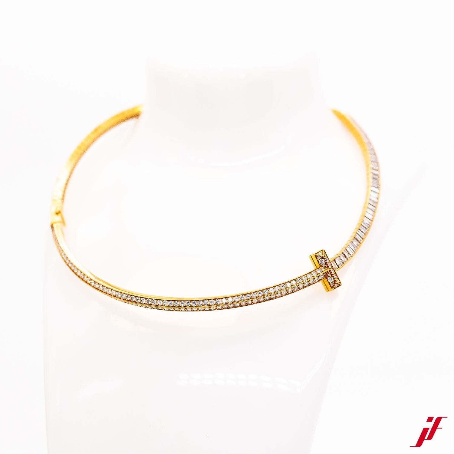 Tiffany & Co. T One Collier 750/18K Roségold Baguette Brillantbesatz 12,22ct