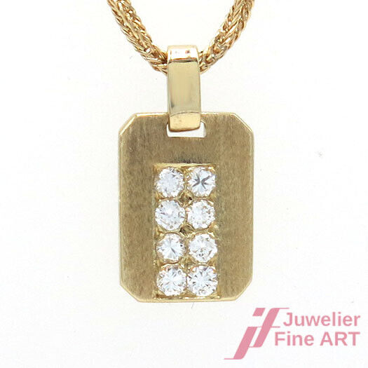 Kette/Anhänger - 14K GG - 8 Brillanten zus. ca. 0,48 ct TW/vvsi - 6,94 g - 51 cm