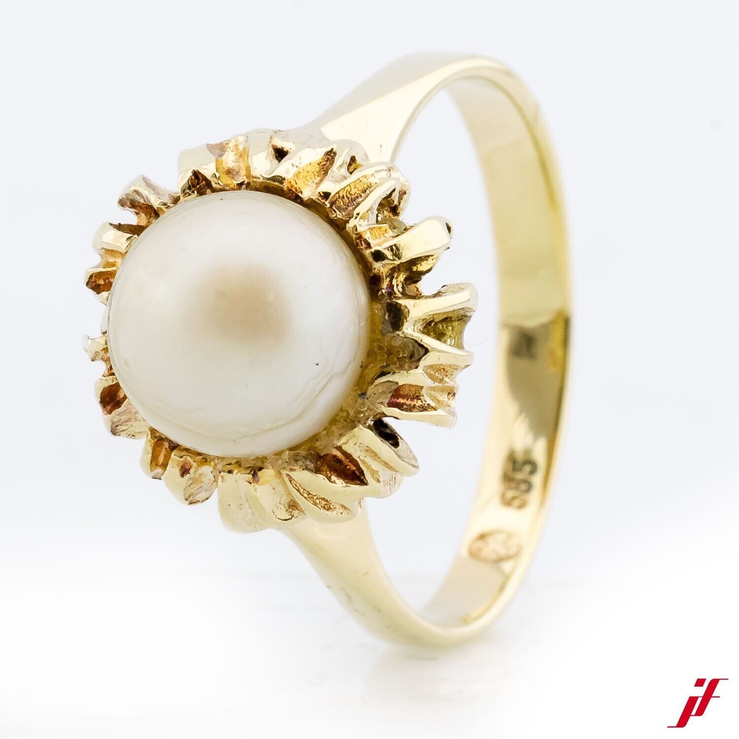 Ring Klassisch Verziert 18K Gelbgold 1 Akoya-Zuchtperle - Wert 1.100€