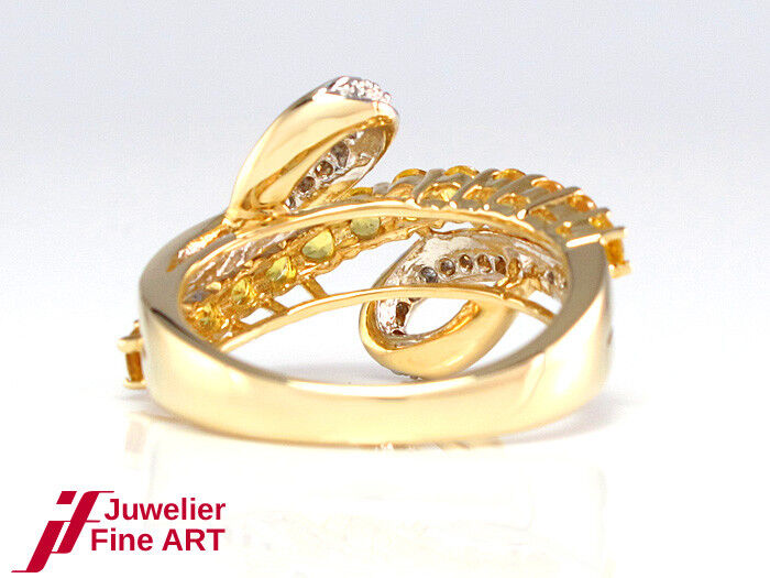 Ring - 585/14K Gelbgold - 32 Diamanten + 13 gelbe Saphire - 3,8 g - Gr. 50