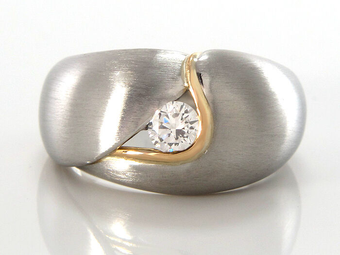 Solitärring - 10 g - Brillant 0,24 ct W-SI - 950 Platin/Gelbgold - Größe 52