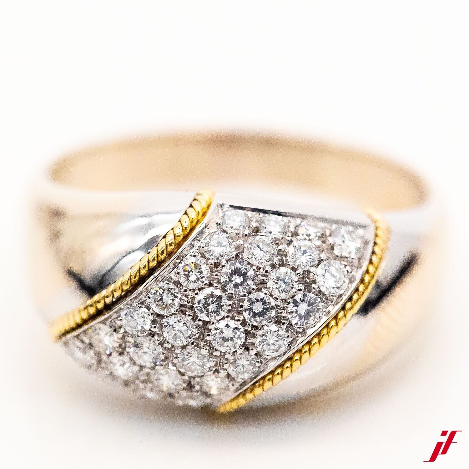 Ring 18K/750 Gelbgold Weißgold 35 Diamanten 1,5ct TW/SI Gr.68 - Wert 5.000€