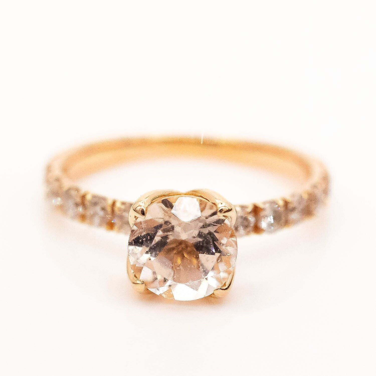 Ring 585/14K Roségold Morganit 1,0ct 12 Brillanten 0,4ct Gr.50 - Wert 2.600€