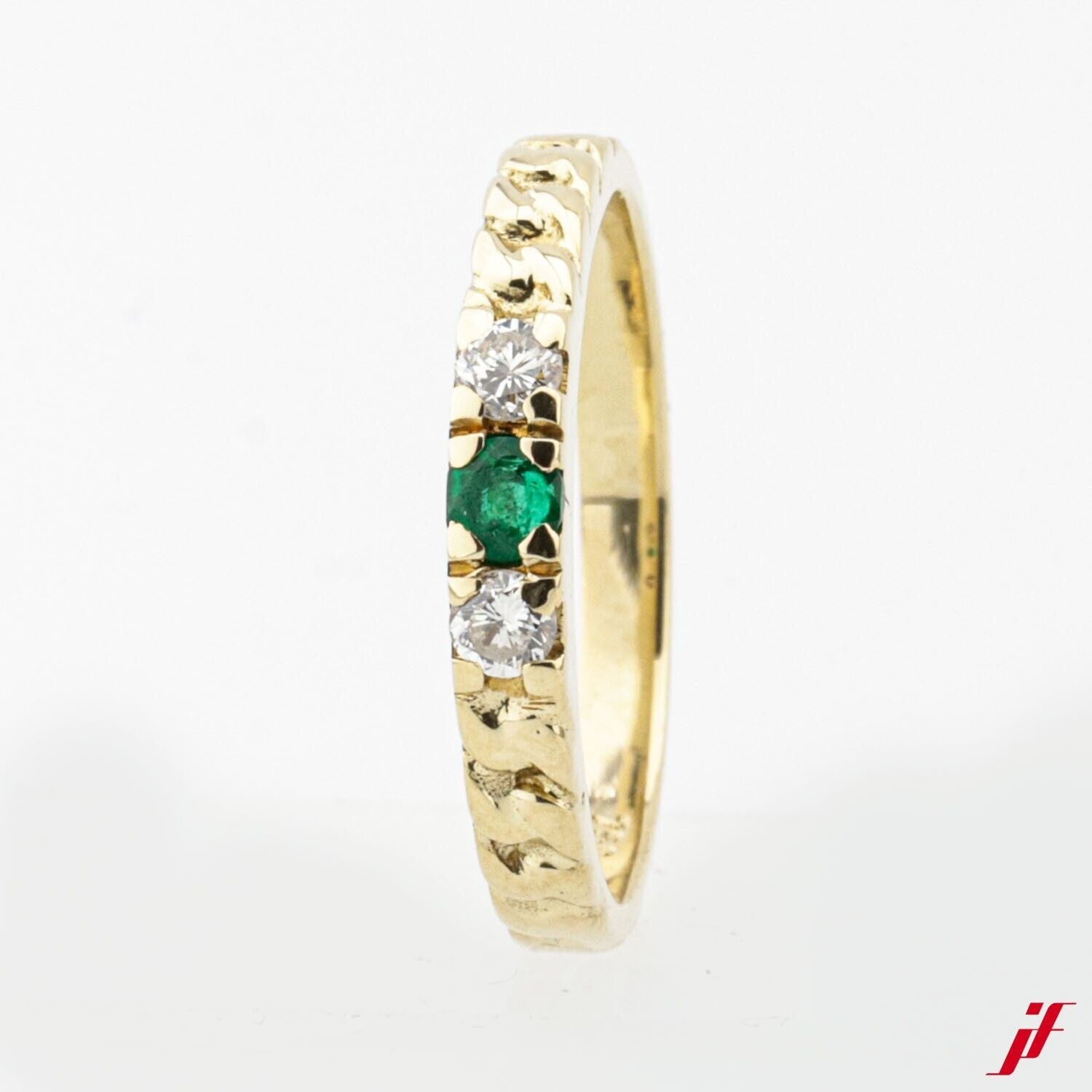 Ring Bandring 750/18K Gelbgold 0,10ct Smaragd 0,16ct Diamanten - 1000€