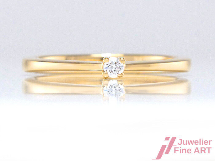 Ring Solitär Verlobung Antrag Größe 54  750/18K Gelbgold Diamant Brillant Neu