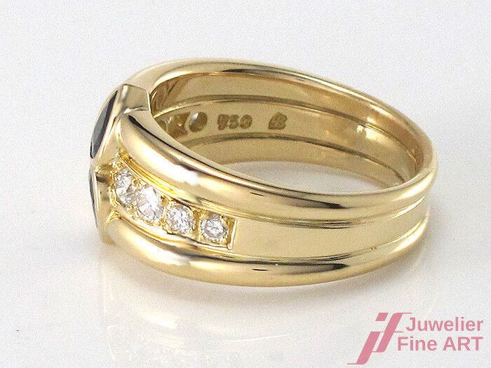 Ring 18K/750 Gelbgold - 2 Saphire - 8 Brillanten - 13,2 g - Gr. 57