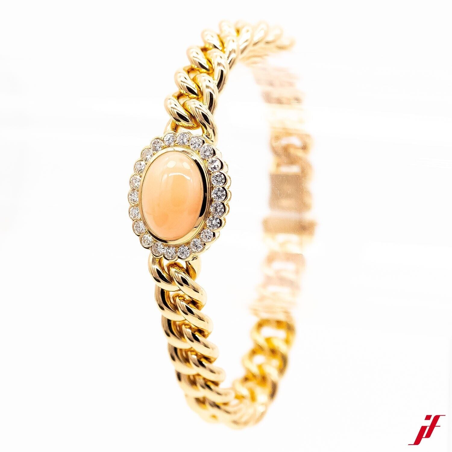 Armband 18K Gelbgold Koralle Diamanten ca. 1,0ct TW/VVS 20cm - Wert 28.000 €