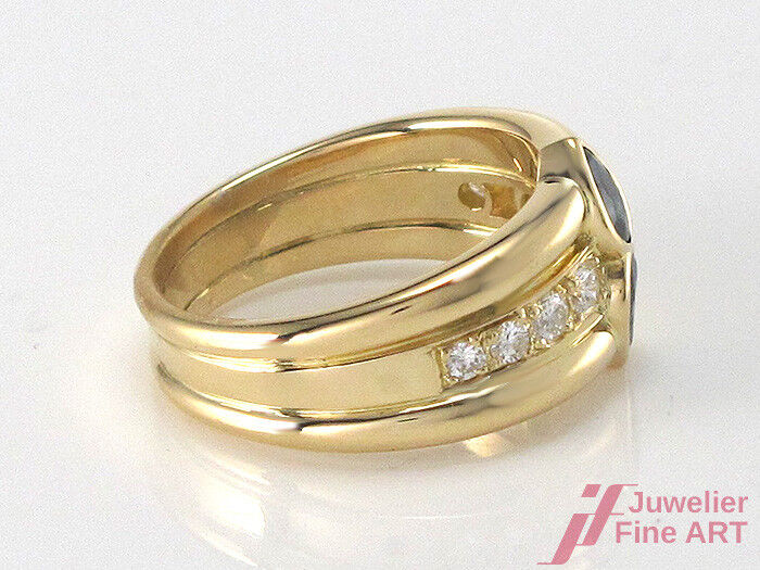 Ring 18K/750 Gelbgold - 2 Saphire - 8 Brillanten - 13,2 g - Gr. 57