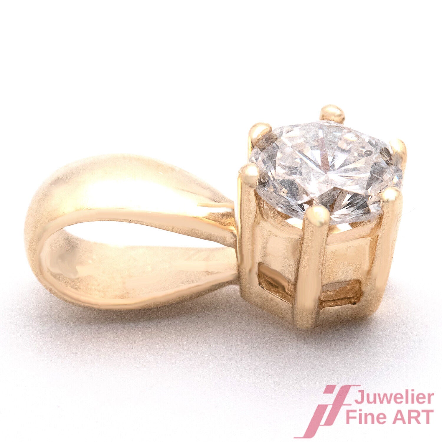 Anhänger Solitäranhänger 585/14K Gelbgold Diamant Brillant 14,20 mm Länge