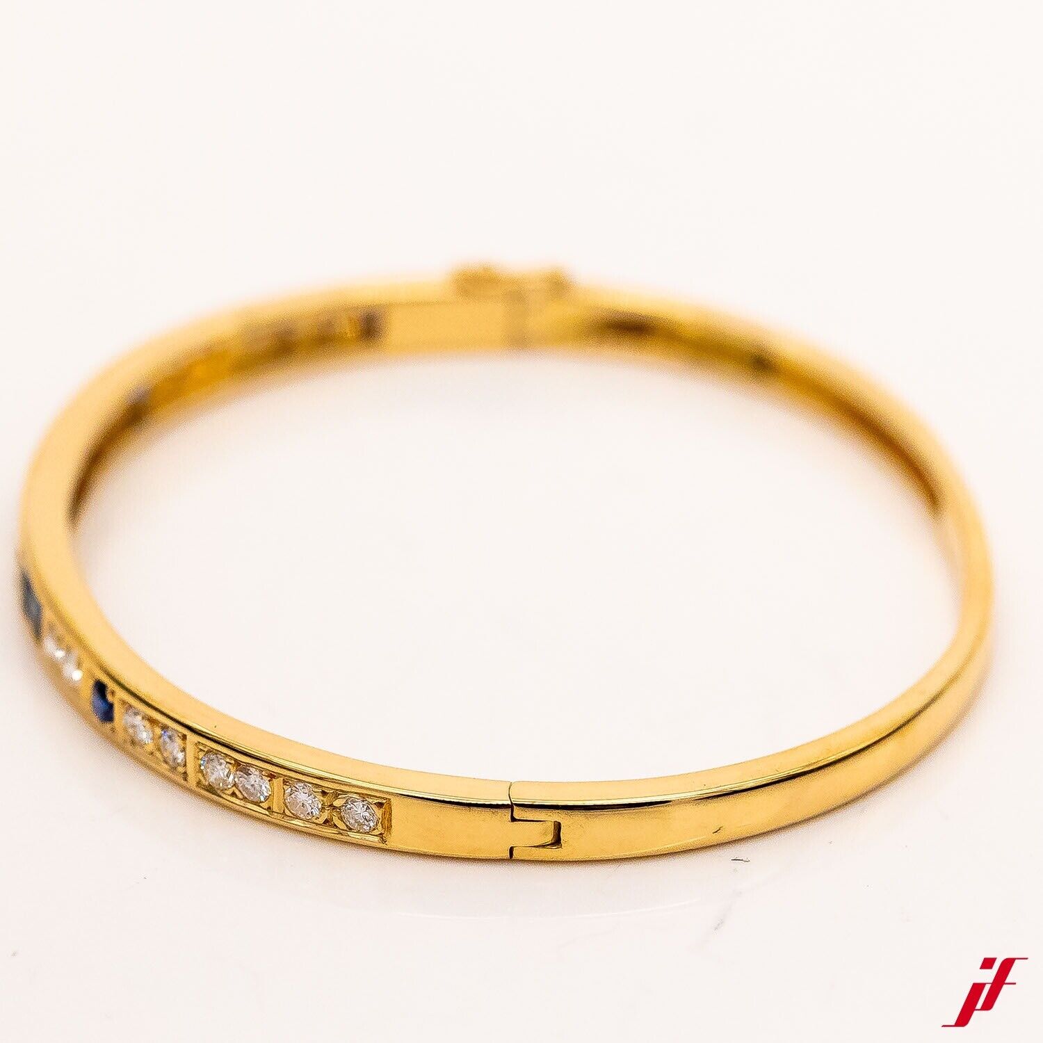 Armreif 750/18K Gelbgold 6 Saphire Diamanten ca. 1,0ct 17,5cm W/SI - Wert 7.000€