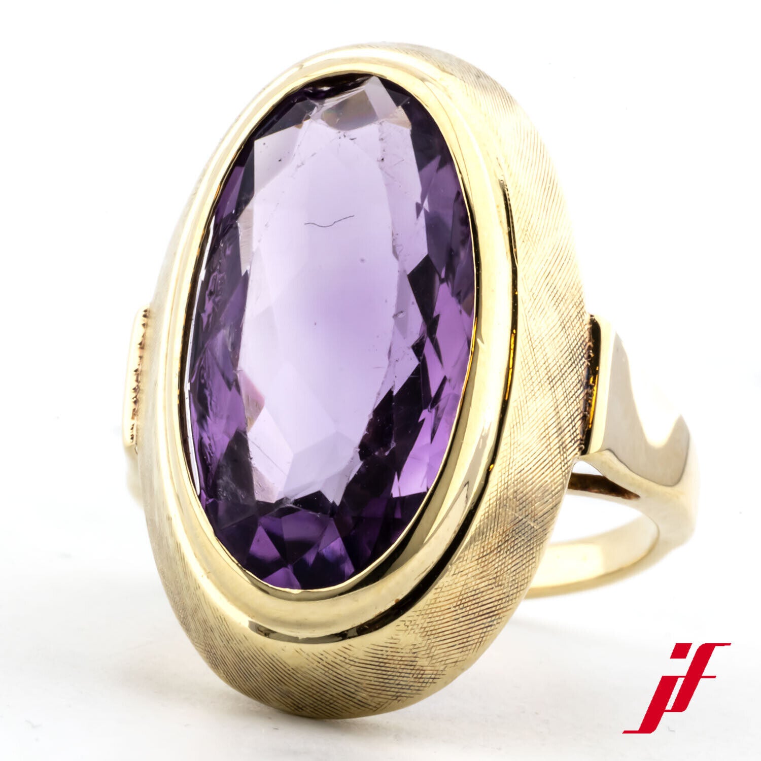 Ring Klassisch Eismatt 585/14K Gelbgold 1 Amethyst Größe 53 TOP