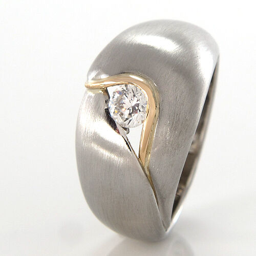 Solitärring - 10 g - Brillant 0,24 ct W-SI - 950 Platin/Gelbgold - Größe 52