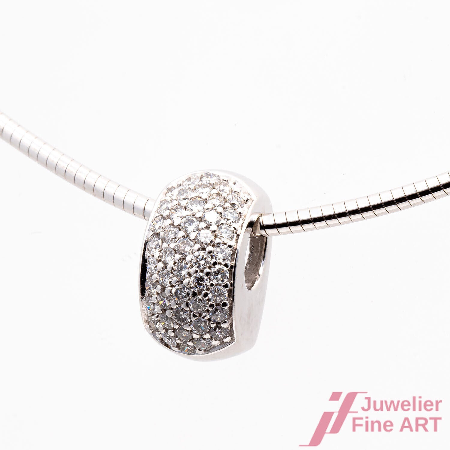 Kette mit Anhänger 585/14K Weißgold Diamanten Brillanten pave Halsreif 42 cm