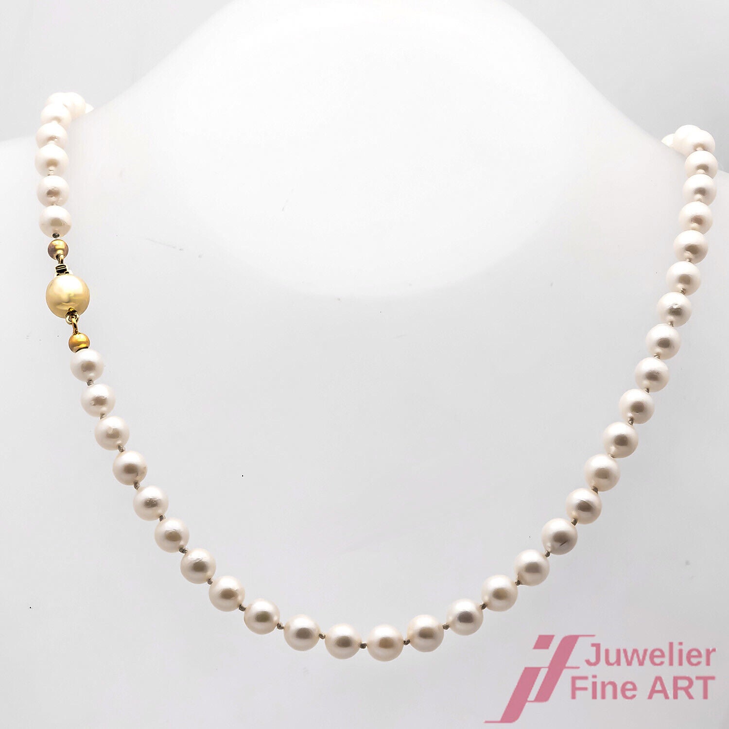 Halskette Perlencollier Akoyaperlen 585/14K Gelbgold 45 cm