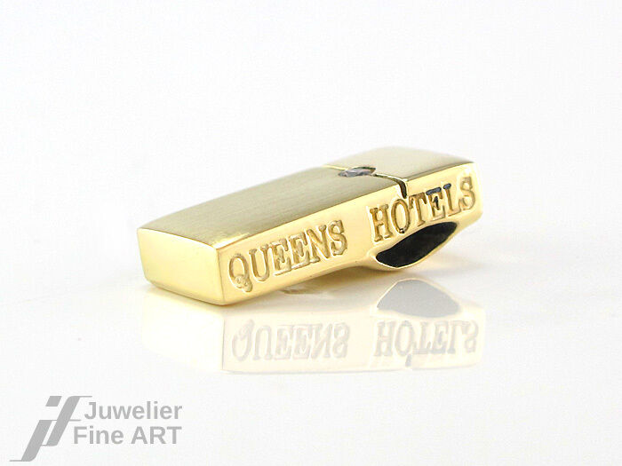 QUEENS HOTELS Anhänger - 585/14K Gelbgold - 1 Brillant ca. 0,03 ct W-SI - 2,3 g