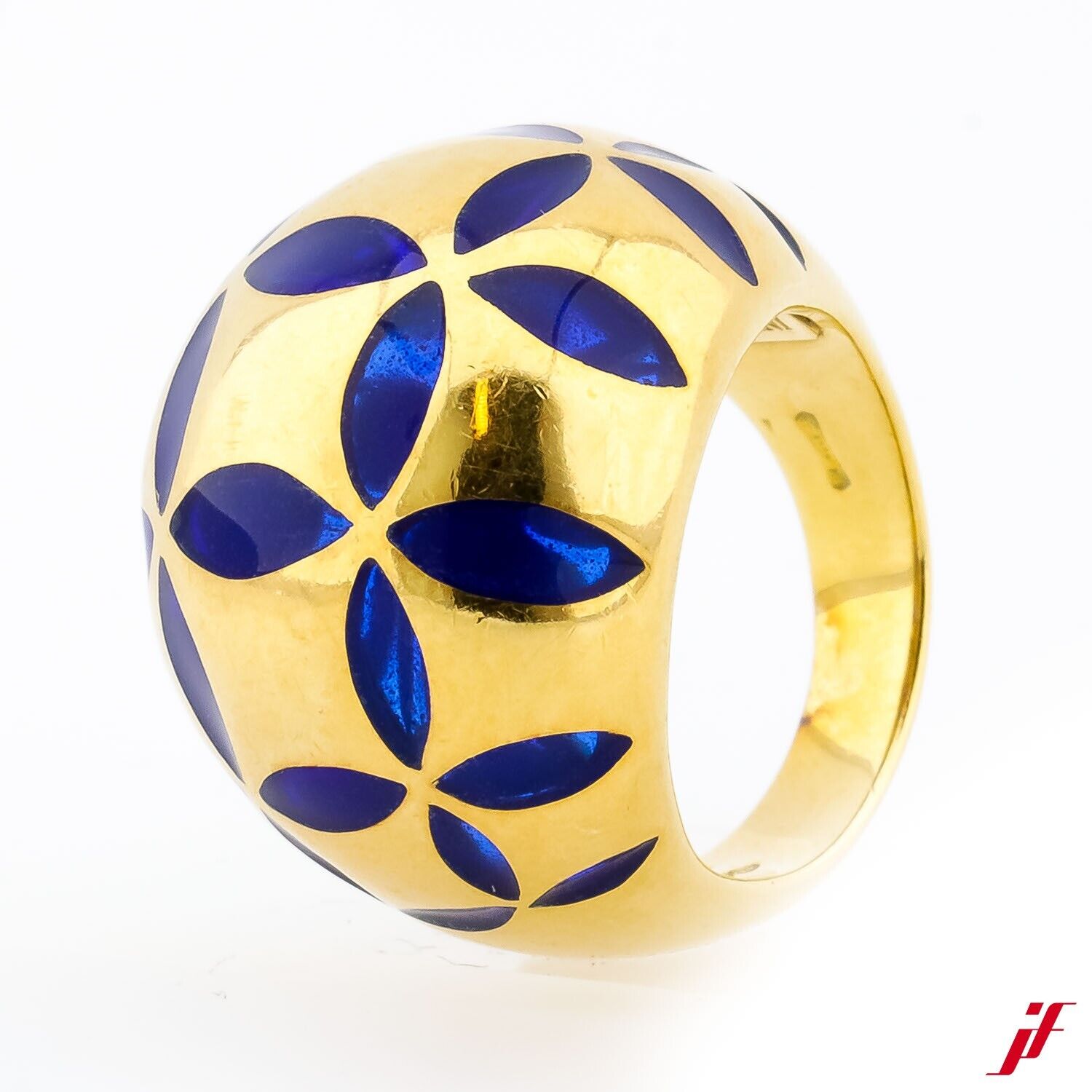 Antonini Ring 18K/750 Gelbgold Kugelringe Blaue Emaille- Wert 6.000€