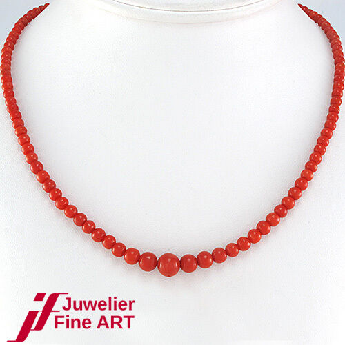 Collier aus roter Koralle - Schließe 835er Silber - ca. 44 cm - 11,9 g