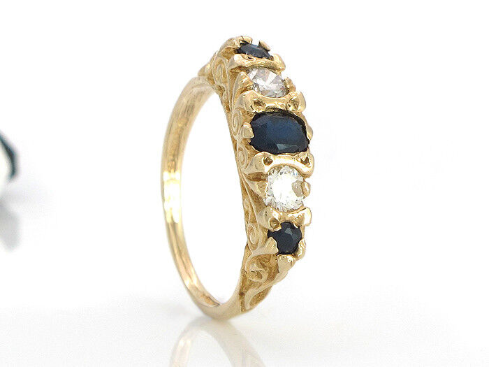 Ring 585/14K Gelbgold Saphire Safire Diamanten Brillanten