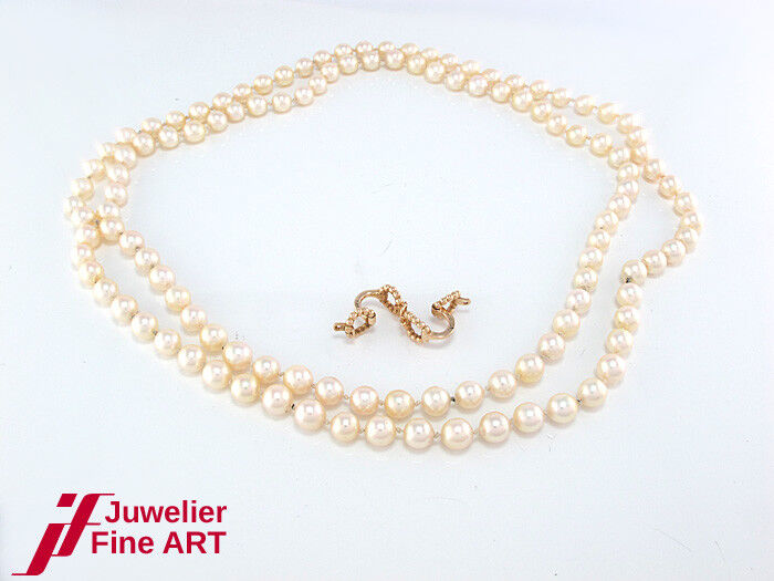 COLLIER 14K GG-Schließe - Akoya- Zuchtperlen - 57 g - 52 cm