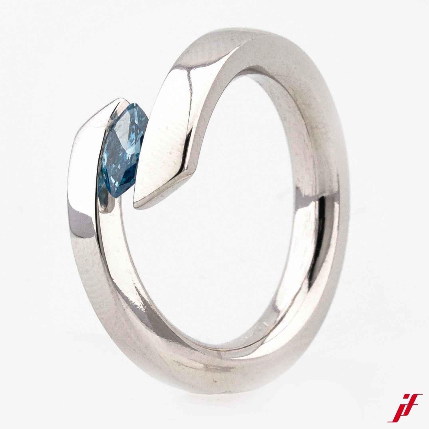 Solitärring 950er Platin 1 Blauer Diamant Navette  0,45ct - Wert 4.000€