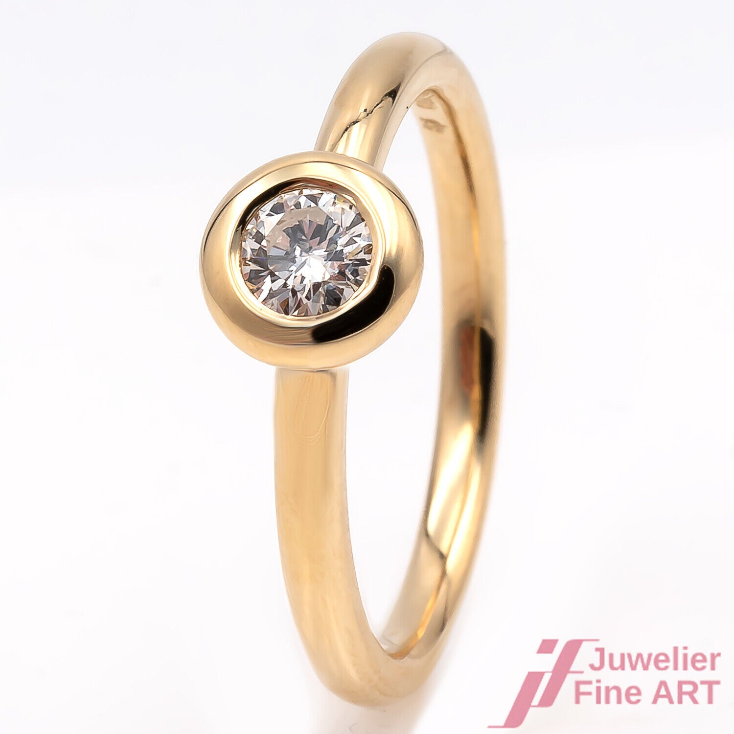 Ring Solitärring 750/18K Gelbgold Diamant Brillant 0,27 ct Ringgröße 54