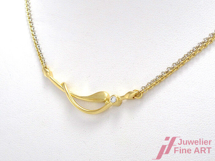 Collier mit Brillant ca. 0,05 ct TW-SI - 750/18K Gelb-/Weißgold - 9,6 g - 46 cm