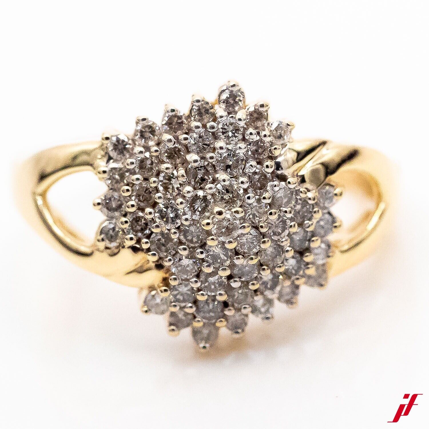 Ring 585/14K Gelbgold 50 Diamanten Brillant 1,0ct H/SI Gr.63 - Wert 2.500€