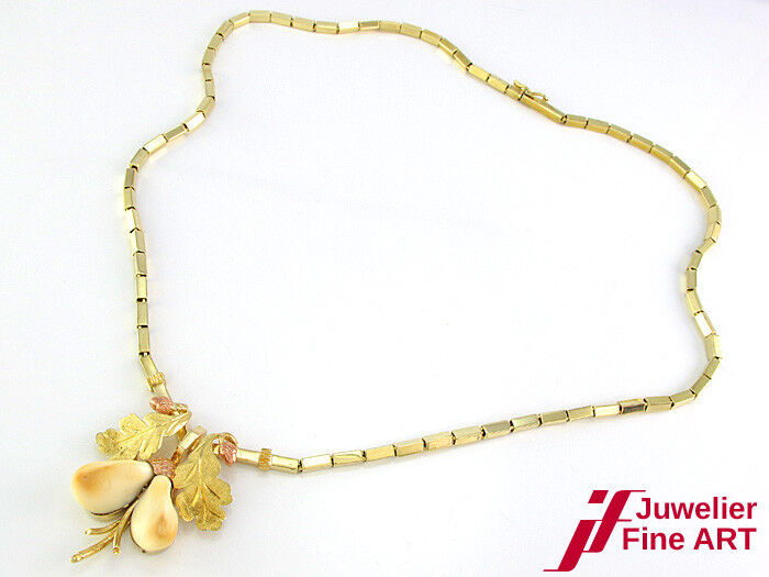 COLLIER mit 2 Grandeln in 14K/585 Gelbgold/Rotgold - sehr schön gefasst- 44 cm