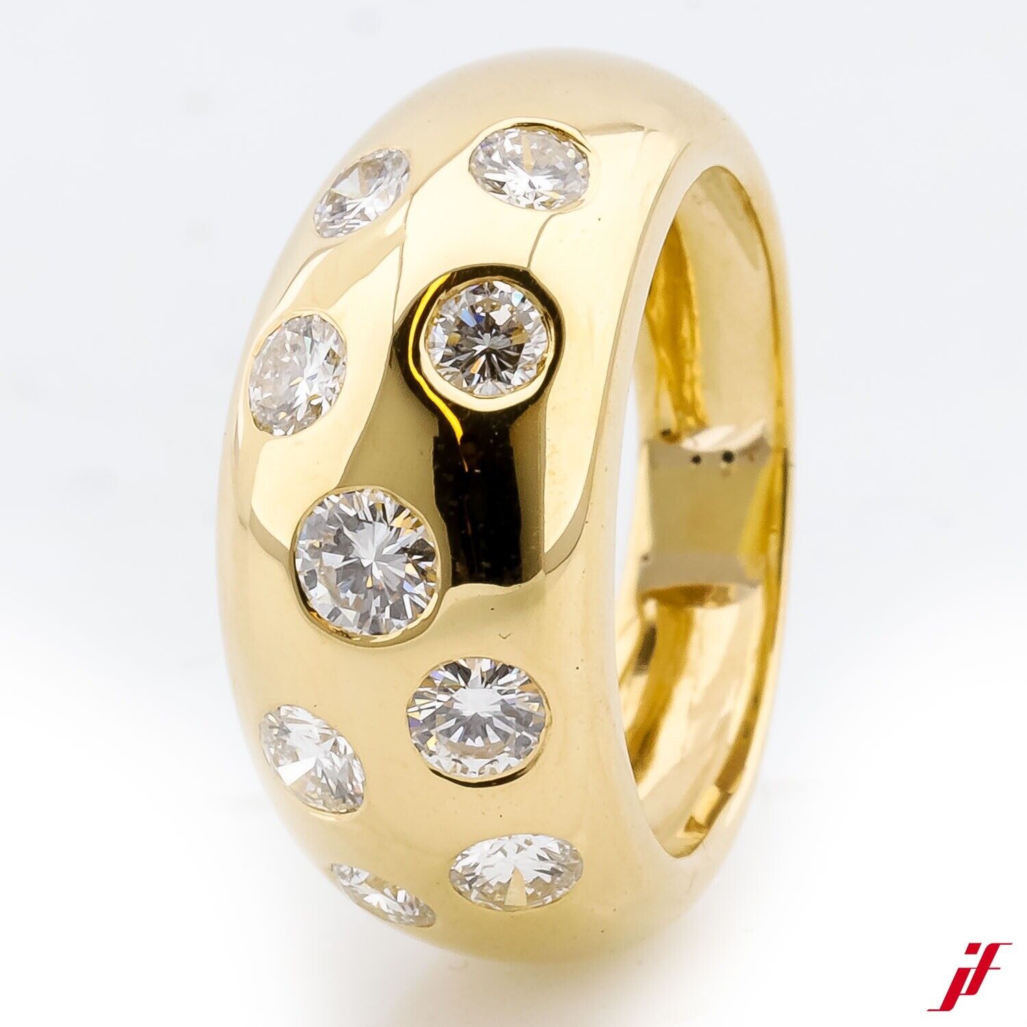 Damenring 750/18K Gelbgold 9 Diamanten Brillanten 0,70ct - Wert 4.900€