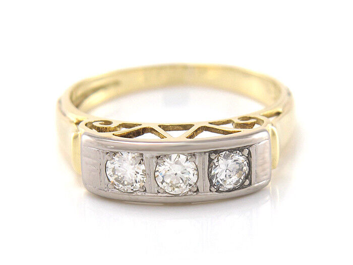 RING mit 3 Diamanten ca. 0,60 ct TW-VSI - 14K/585 Gold - Größe 54 - 2,9 g