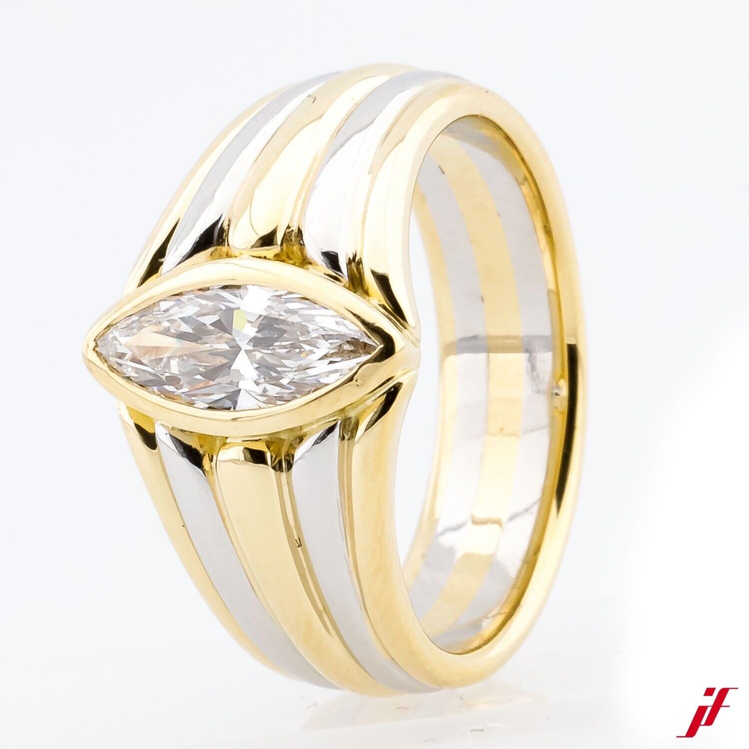 Ring 18K/750 Gelbgold Weißgold Diamant Navette ca. 1 ct - Wert 13.200€