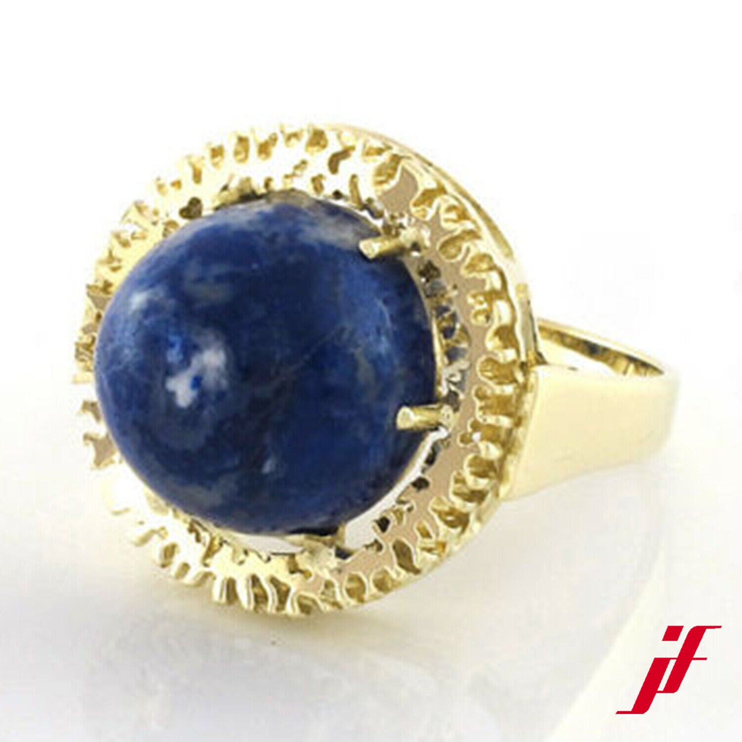 Damenring 14K/585 Gelbgold mit einem schönen Lapislazuli - 6,8 g - 53 änderbar