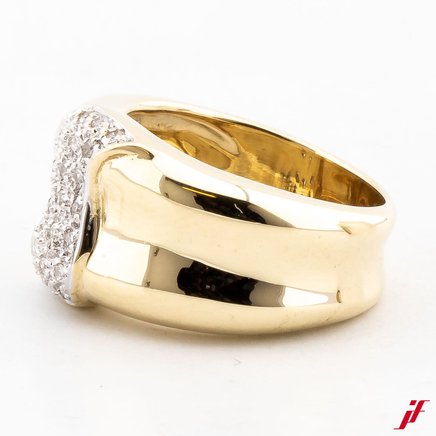 Damen Bandring 585/14K Gelbgold Weißgold Diamanten Brillanten Größe 50       TOP