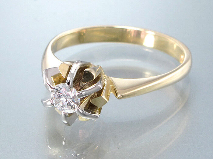 SOLITÄRRING - 1 Brillant ca. 0,20 ct TW-VSI - 14K Gold - 3,6 g - Gr. 53