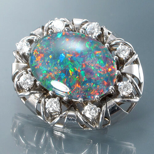 Perlenstopper Opal-Triplette + 0,80 ct  8 Brill. ca. 0,64 ct - TW-VVSI - 14K WG