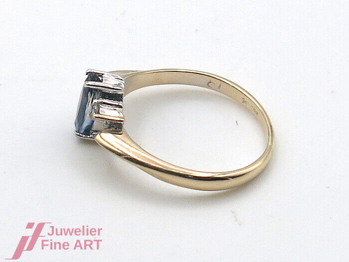 RING - 14K/585 Gelbgold - 1 Saphir Navetteschliff, facettiert - 3,5 g Gr. 56