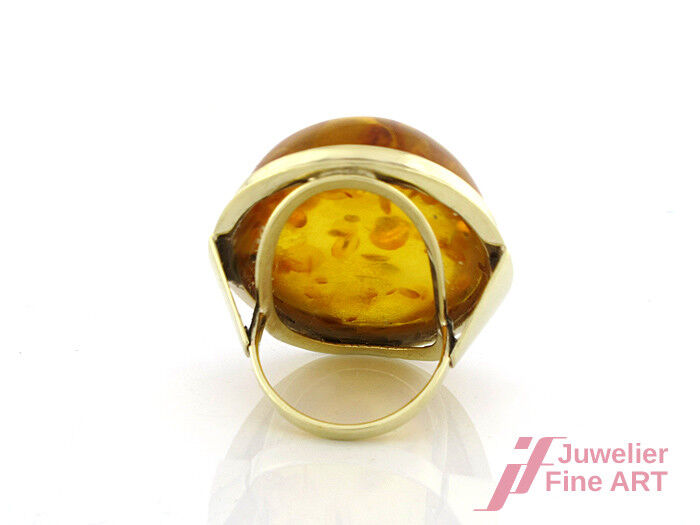 Ring - 8K/333 Gelbgold mit Bernstein Cabochon - 11,3 g Gr. 53