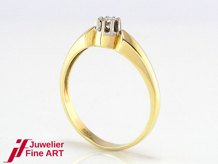 SOLITÄRRING in 585/14K Gelbgold - Brillant ca. 0,10 ct W-SI - 2,4 g - Gr. 57