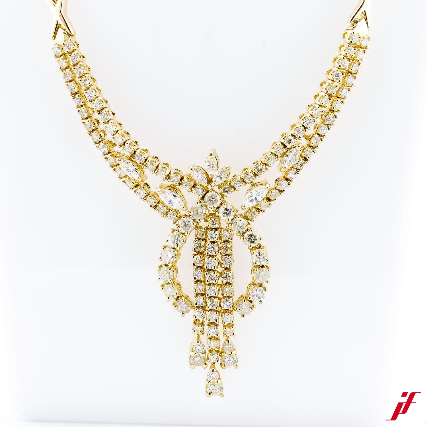 Halskette Collier 750/18K Gelbgold Diamanten brillanten Navette - Wert 15.000€