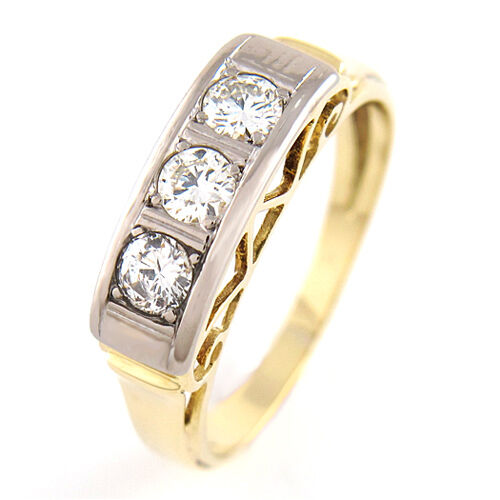 RING mit 3 Diamanten ca. 0,60 ct TW-VSI - 14K/585 Gold - Größe 54 - 2,9 g