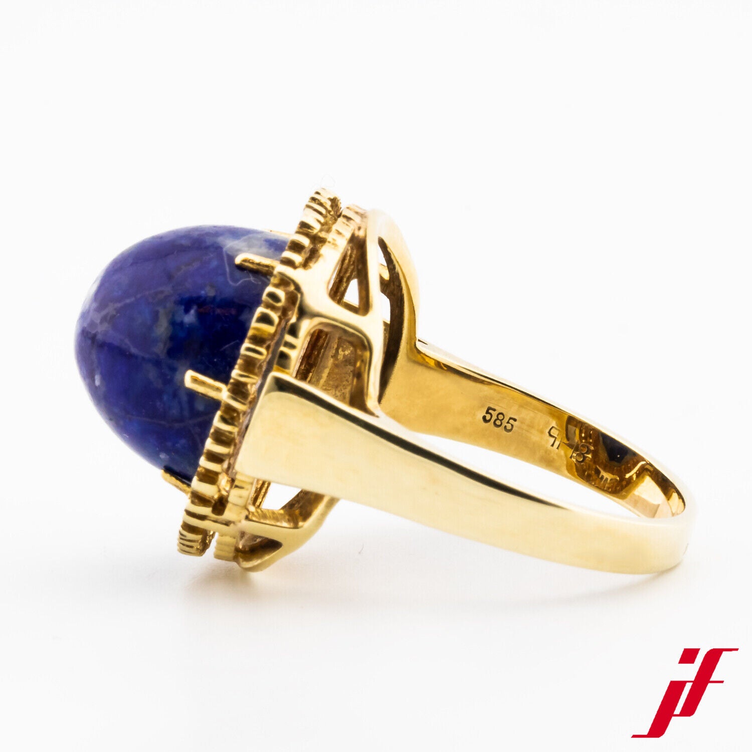 Damenring 14K/585 Gelbgold mit einem schönen Lapislazuli - 6,8 g - 53 änderbar