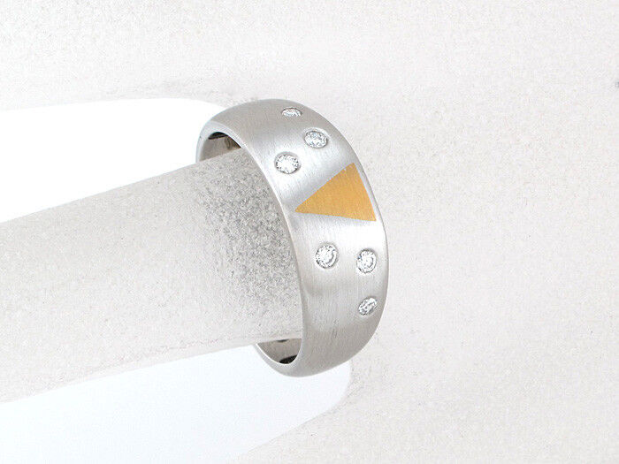 RING 950er-Platin mit 18K Gelbgold-Keil - 6 Diamanten 0,30 ct W/IF - 8,4 g