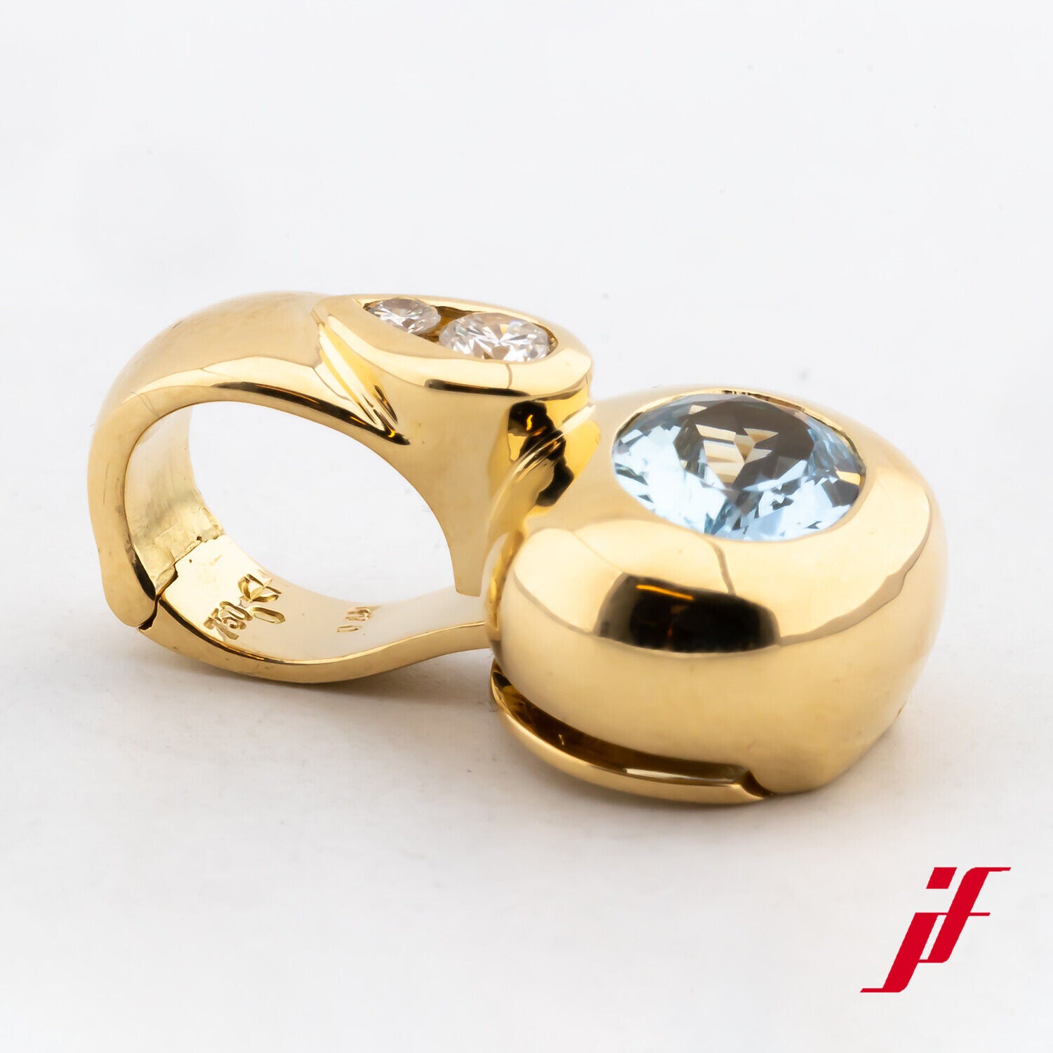 Anhänger mit Clipfunktion 750/18K Gelbgold 1 Aquamarin Diamanten Brillanten TOP