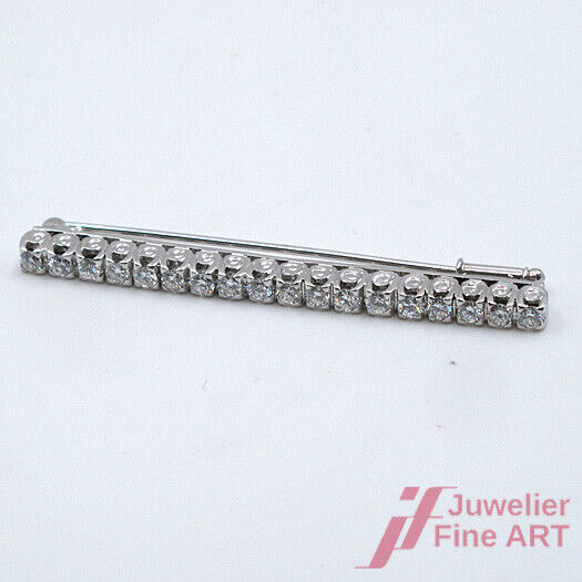 Traumhafte Nadel - 14K/590 WG - 18 Diamanten ges. ca. 1,80 ct TW/SI - 5,7 g