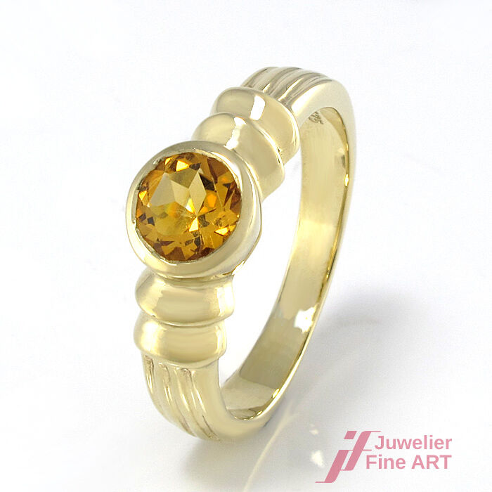 Ring mit brasilianischer Citrin ca. 0,67 ct - 9K/375 Gelbgold - 4,0 g -Größe 56