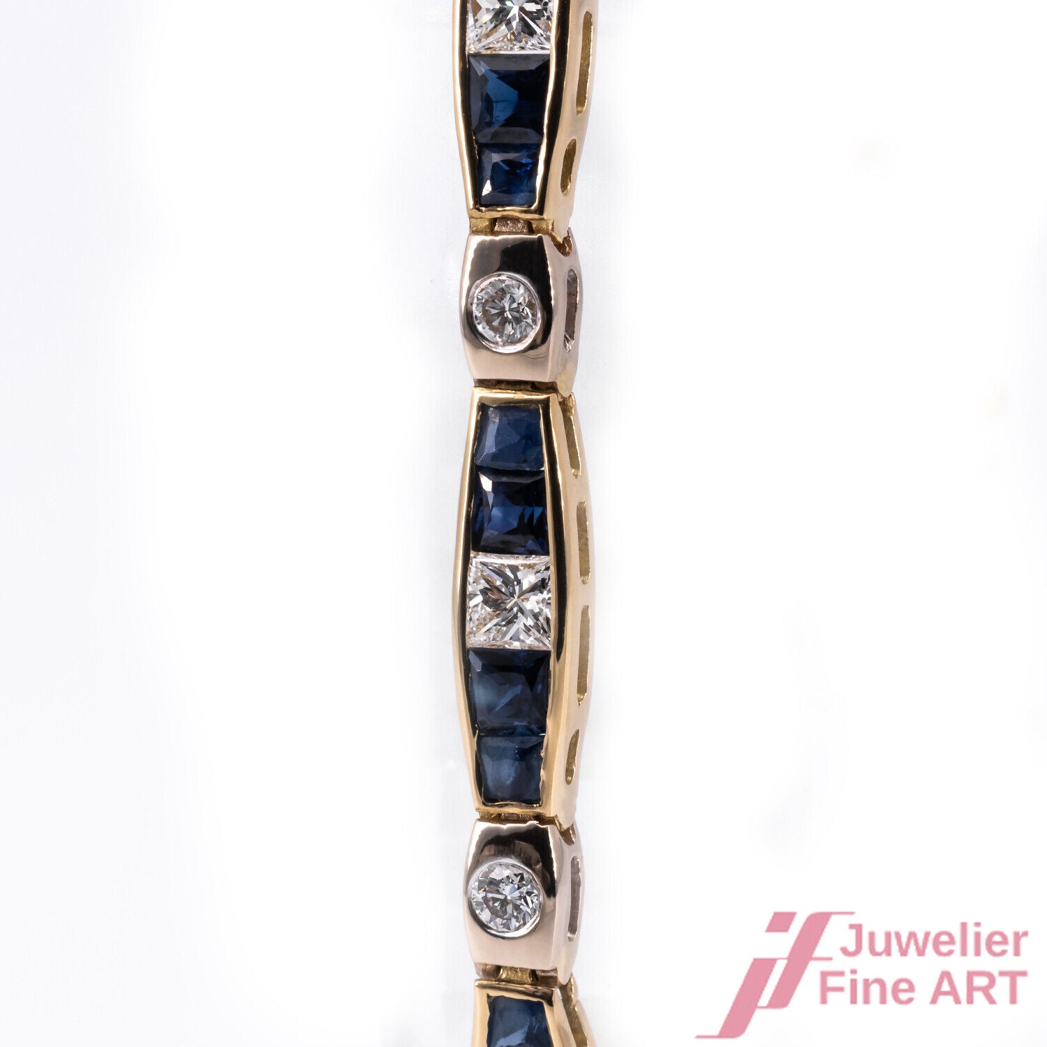 Armband Gliederarmband 750/18K Gelbgold Saphire Diamanten Brillanten 19,5 cm